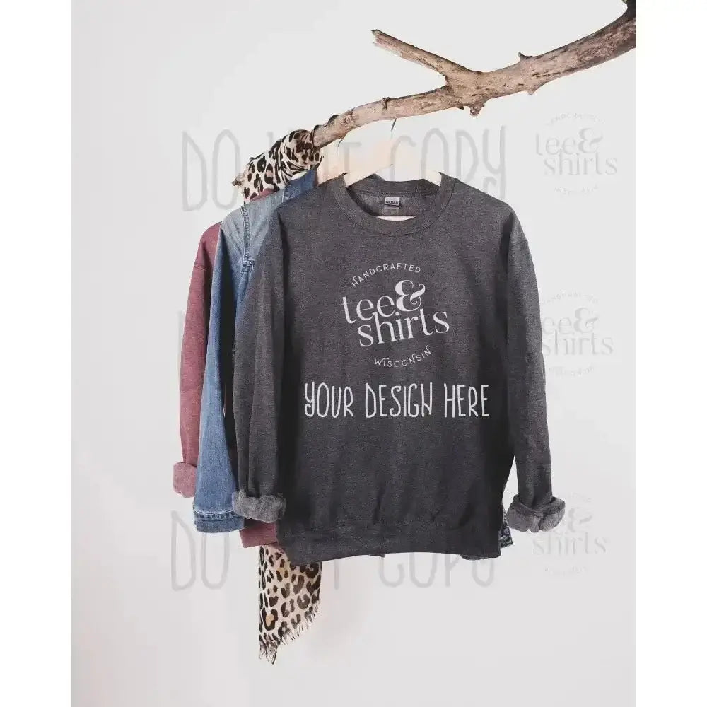 Gildan G180 Hoodie mockup Dark Heather Hanging Sweatshirt Shirt mock up teeANDshirts 