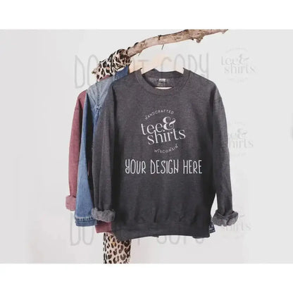 Gildan G180 Hoodie mockup Dark Heather Hanging Sweatshirt Shirt mock up teeANDshirts 