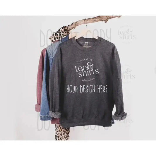 Gildan G180 Hoodie mockup Dark Heather Hanging Sweatshirt Shirt mock up teeANDshirts 