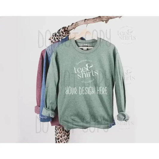 Gildan G180 Hoodie mockup Heather Sport Dark Green Hanging Sweatshirt Shirt mock up teeANDshirts 