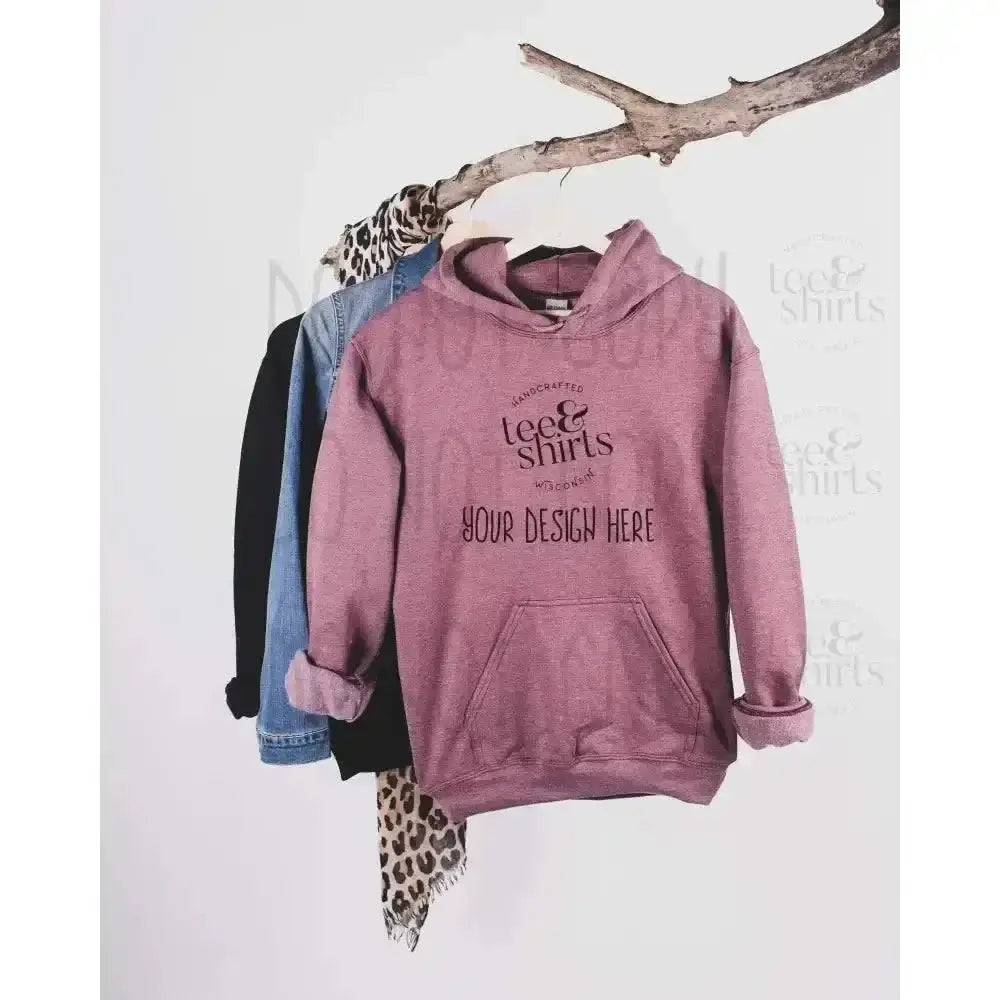 Gildan G185 Hoodie mockup Heather Sport Dark Maroon Hanging Sweatshirt Shirt mock up teeANDshirts 