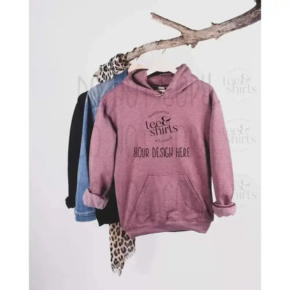 Gildan G185 Hoodie mockup Heather Sport Dark Maroon Hanging Sweatshirt Shirt mock up teeANDshirts 