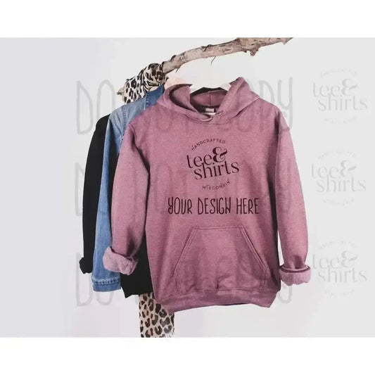 Gildan G185 Hoodie mockup Heather Sport Dark Maroon Hanging Sweatshirt Shirt mock up teeANDshirts 