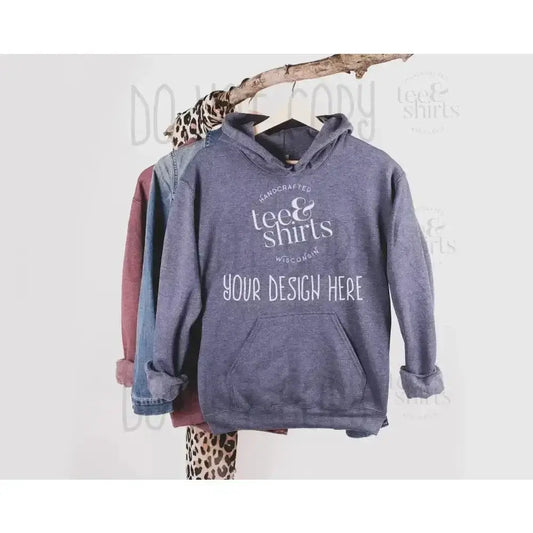 Gildan G185 Hoodie mockup Heather Sport Dark Navy Hanging Sweatshirt Shirt mock up teeANDshirts 