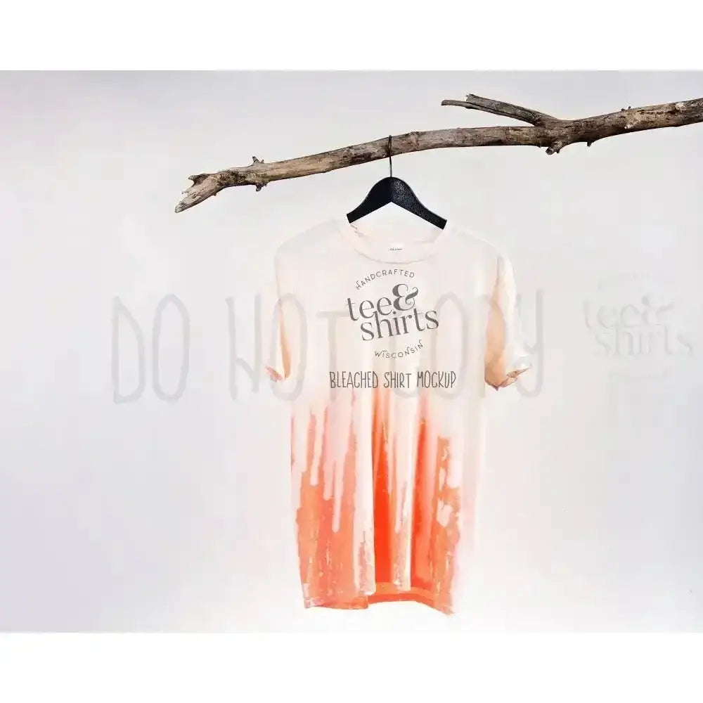 Gildan G640 Bleached Tshirt mockup Heather Orange Hanging Shirt mock up teeANDshirts 