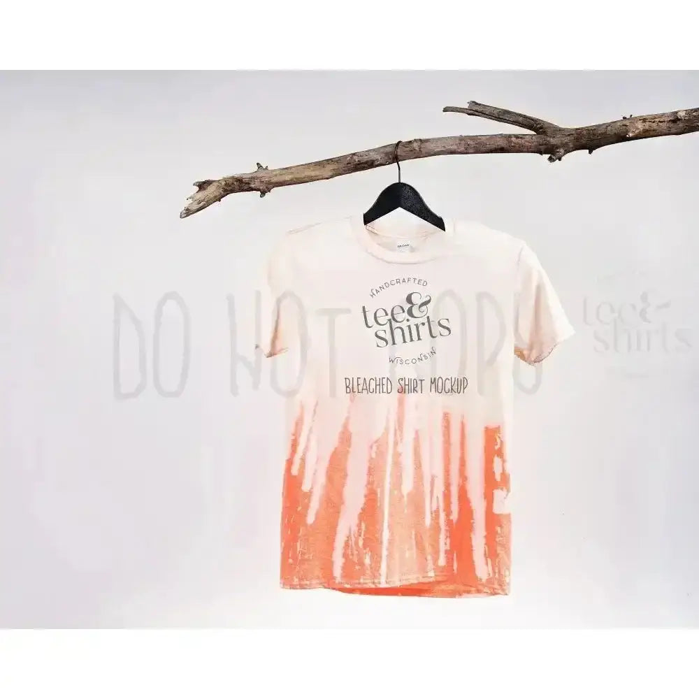 Gildan G640 Bleached Tshirt mockup Heather Orange Hanging Shirt mock up teeANDshirts 