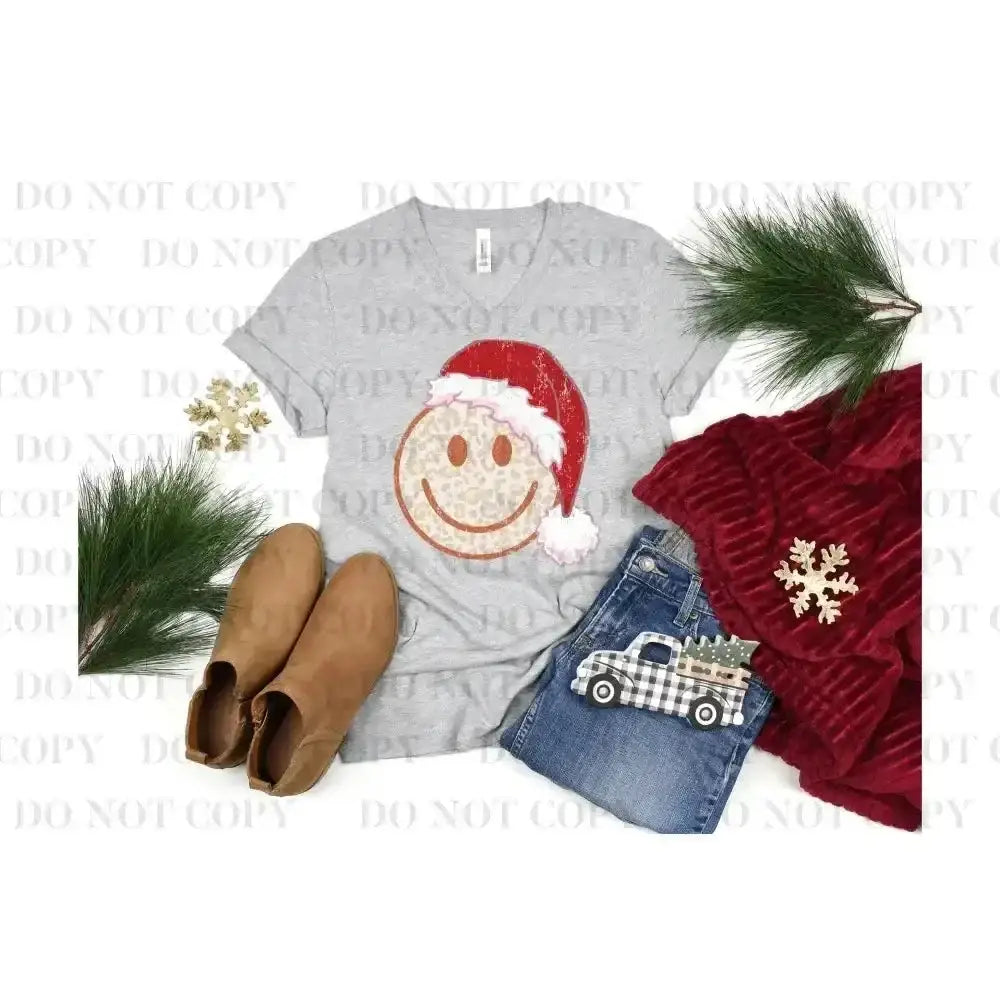 Happy Face Santa DTF TRANSFER tee and shirts transfers 