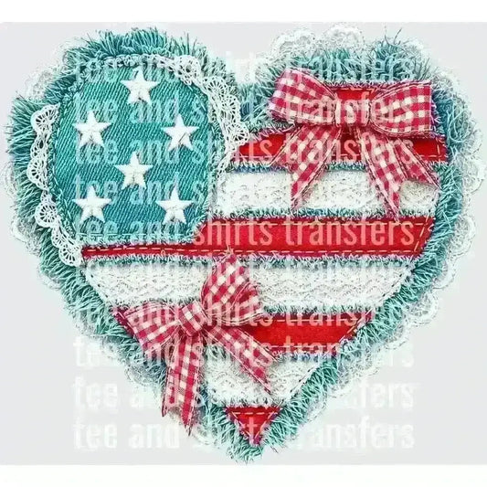 Heart-Shaped American Flag DTF TRANSFER DTF TRANSFER tee and shirts transfers 