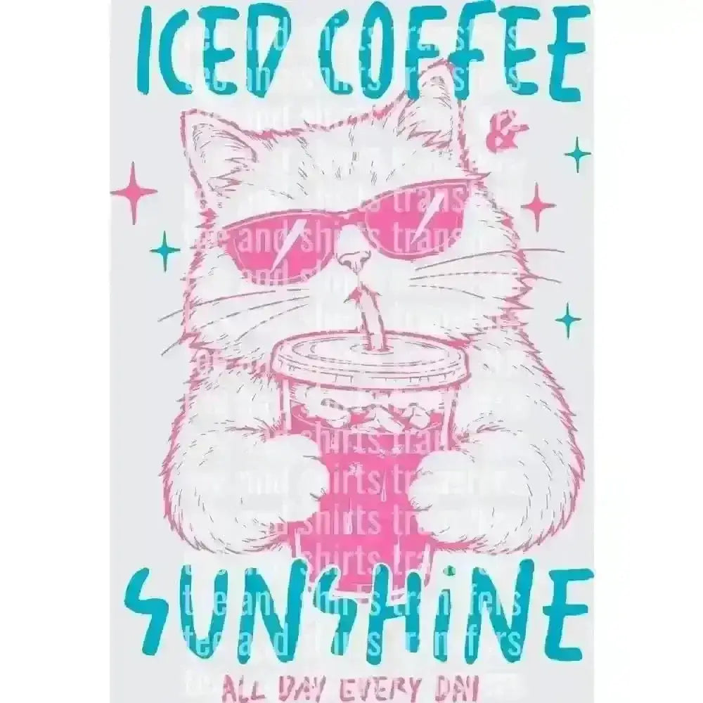 Iced coffee & sunshine DTF TRANSFER DTF TRANSFER tee and shirts transfers 