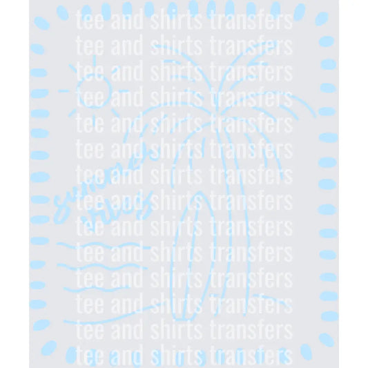 Palm Tree Sun Surfboard DTF TRANSFER