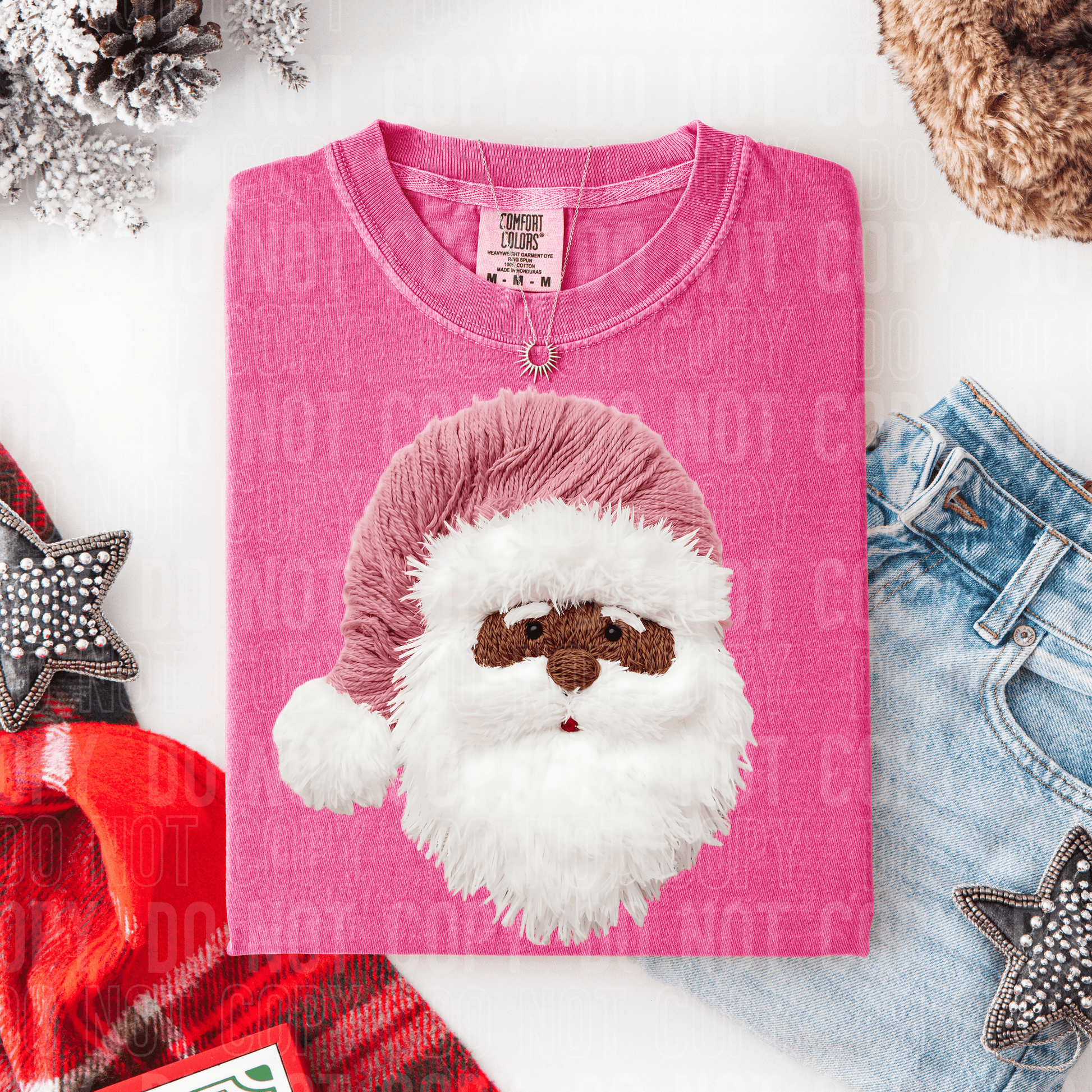 Pink Santa Yarn Dark DTF TRANSFER tee and shirts transfers 