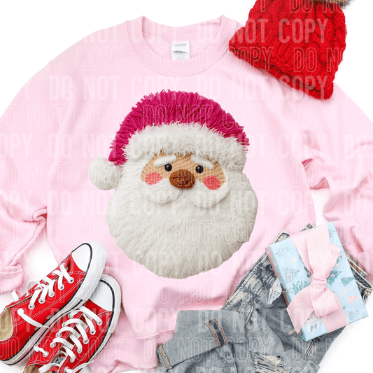 Pink Santa Yarn Light DTF TRANSFER tee and shirts transfers 
