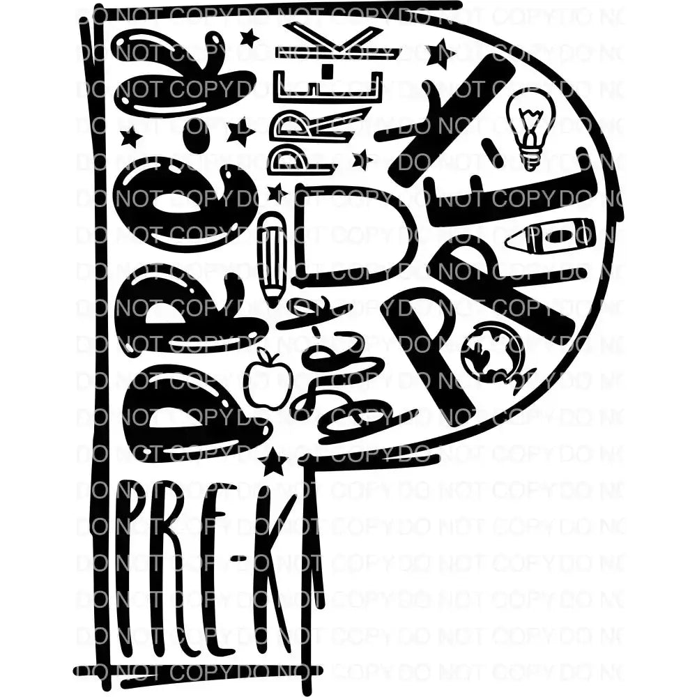 PreK Typography DTF TRANSFER tee and shirts transfers 