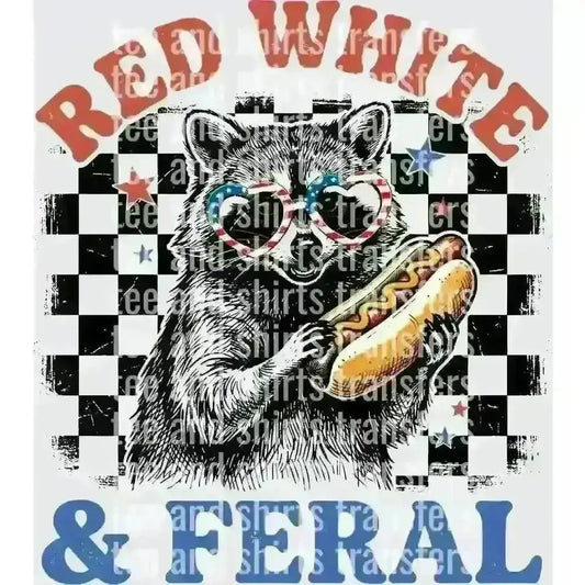 Red White and Feral DTF TRANSFER DTF TRANSFER tee and shirts transfers 