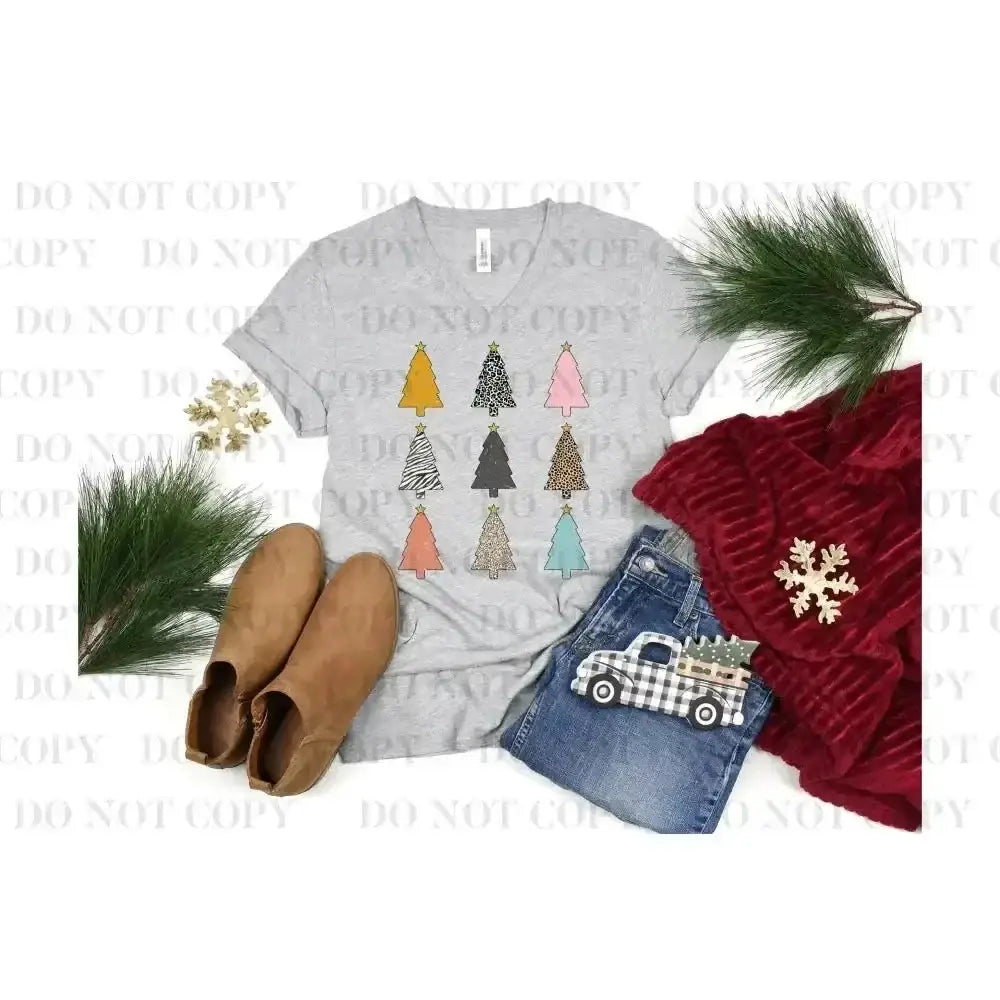 Retro Christmas Trees DTF TRANSFER tee and shirts transfers 