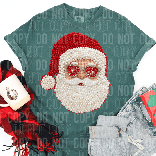 Santa Faux Pearls DTF TRANSFER tee and shirts transfers 