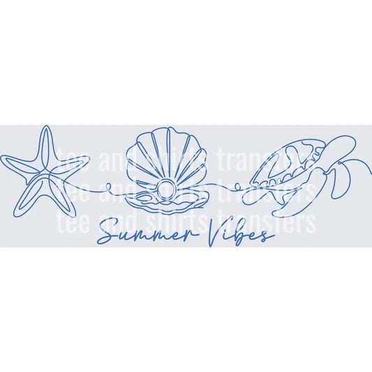 Seashell Starfish and Crab Line Art DTF TRANSFER