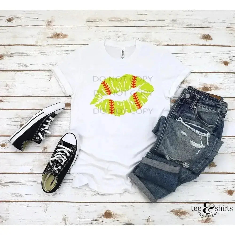 Softball Lips DTF Transfer tee and shirts transfers 