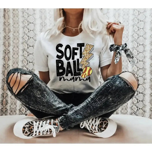 Softball Mama Bolt DTF Transfer tee and shirts transfers 