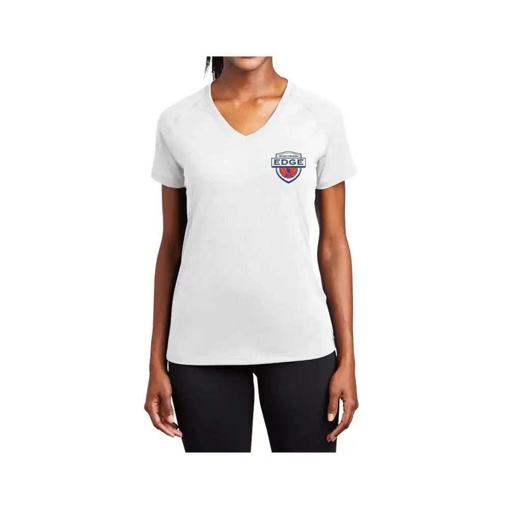 Sport-Tek® Ladies Ultimate Performance V-Neck tee and shirts transfers 