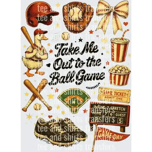 Take Me Out to the Ball Game DTF TRANSFER DTF TRANSFER tee and shirts transfers 