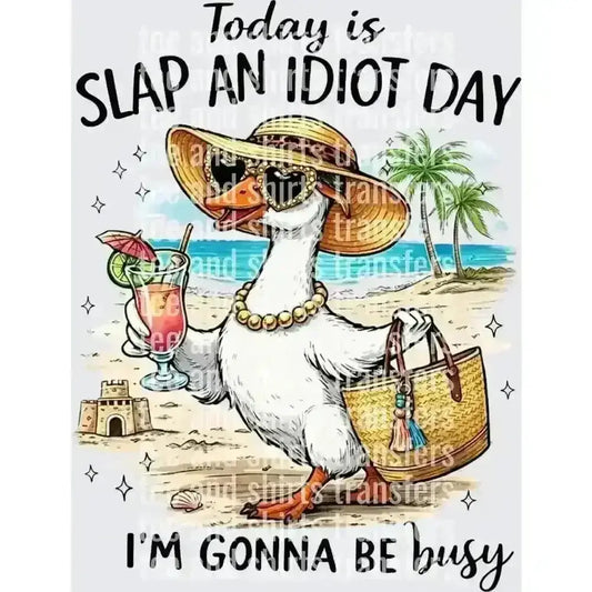 Today is Slap an Idiot Day I'm Gonna Be Busy DTF TRANSFER DTF TRANSFER tee and shirts transfers 