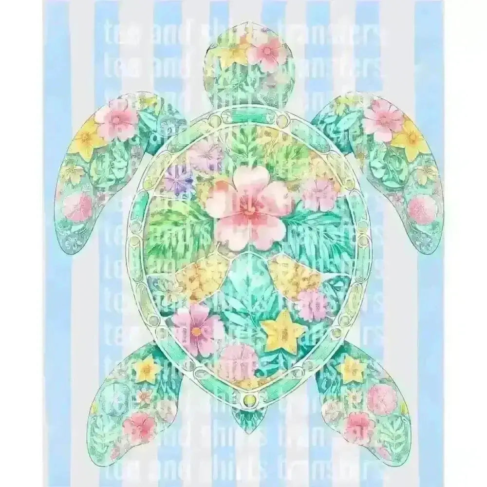 Tropical Floral Sea Turtle DTF TRANSFER DTF TRANSFER tee and shirts transfers 