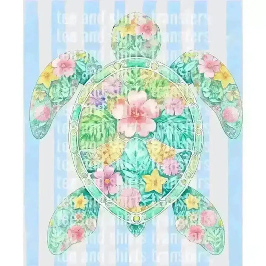 Tropical Floral Sea Turtle DTF TRANSFER DTF TRANSFER tee and shirts transfers 