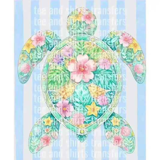 Tropical Floral Sea Turtle DTF TRANSFER DTF TRANSFER tee and shirts transfers 