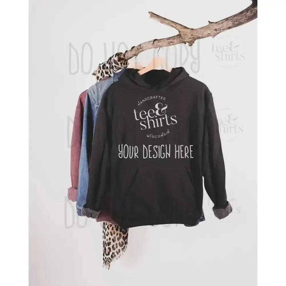 Tultex 320 Hoodie mockup Heather Graphite Hanging sweatshirt Shirt mock up teeANDshirts 
