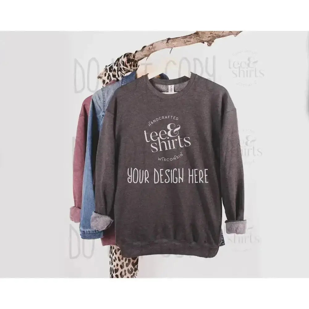 Tultex 340 Hoodie mockup Heather Charcoal Hanging Sweatshirt Shirt mock up teeANDshirts 