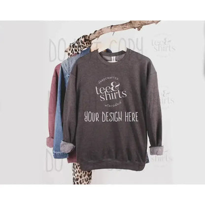Tultex 340 Hoodie mockup Heather Charcoal Hanging Sweatshirt Shirt mock up teeANDshirts 