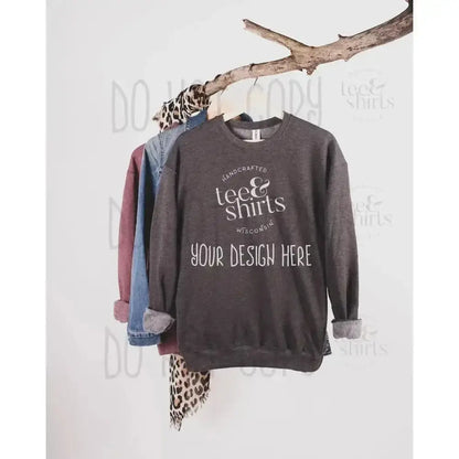 Tultex 340 Hoodie mockup Heather Charcoal Hanging Sweatshirt Shirt mock up teeANDshirts 