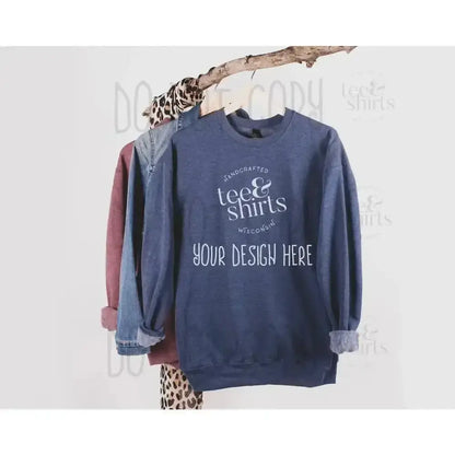 Tultex 340 Hoodie mockup Heather Denim Hanging sweatshirt Shirt mock up teeANDshirts 