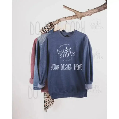 Tultex 340 Hoodie mockup Heather Denim Hanging sweatshirt Shirt mock up teeANDshirts 