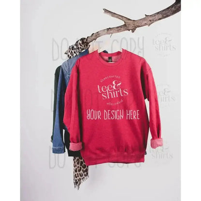 Tultex 340 Hoodie mockup Heather Red Hanging Sweatshirt Shirt mock up teeANDshirts 