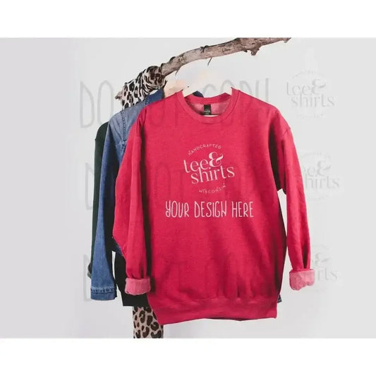 Tultex 340 Hoodie mockup Heather Red Hanging Sweatshirt Shirt mock up teeANDshirts 