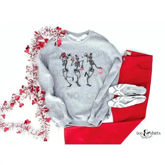 Valentines dancing skeletons tee and shirts transfers 