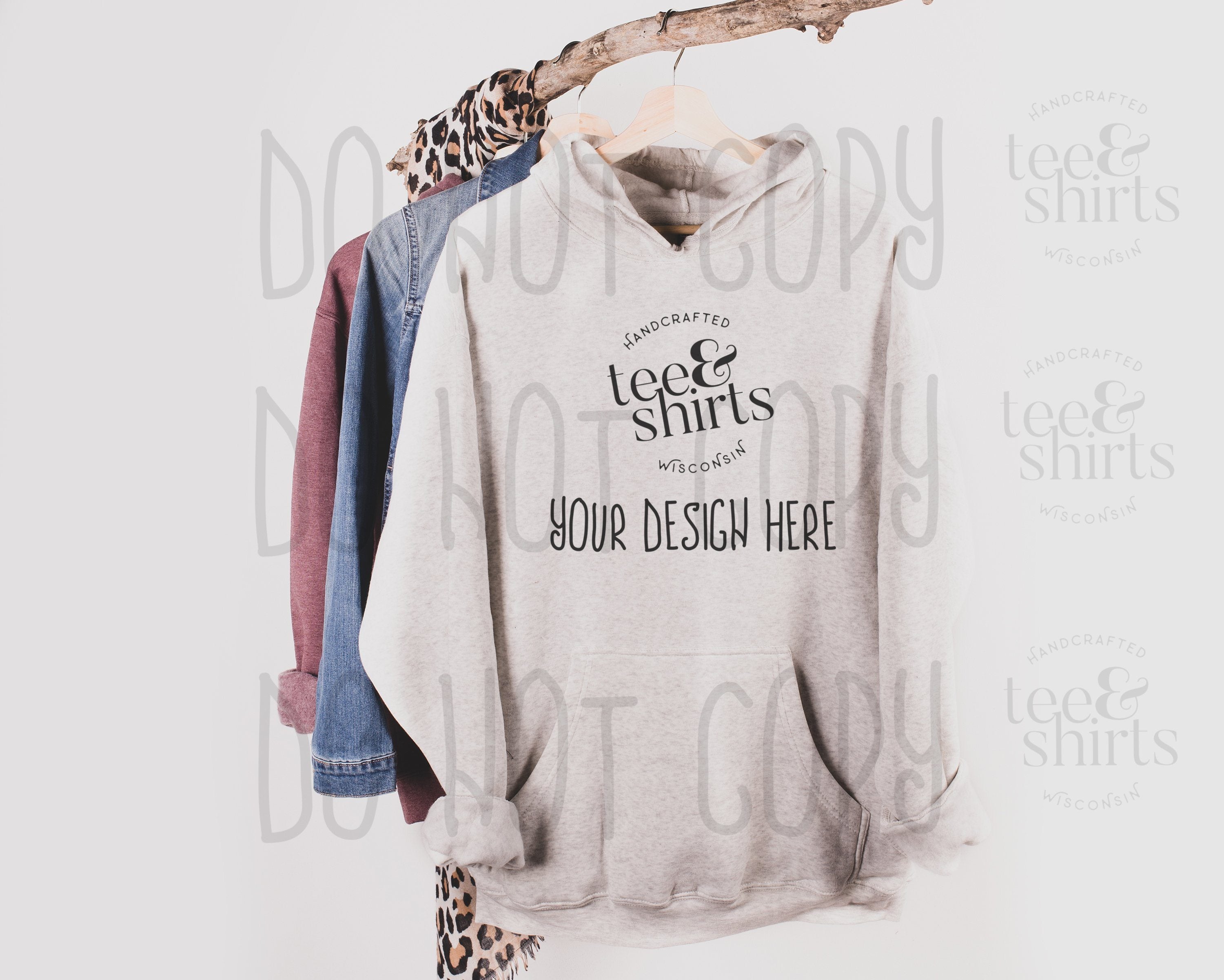 Ei Lo 9380 Hoodie mockup Oatmeal Heather Hanging Sweatshirt Shirt mock up