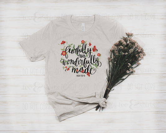 Fearfully and Wonderfully Made tee and shirts transfers 