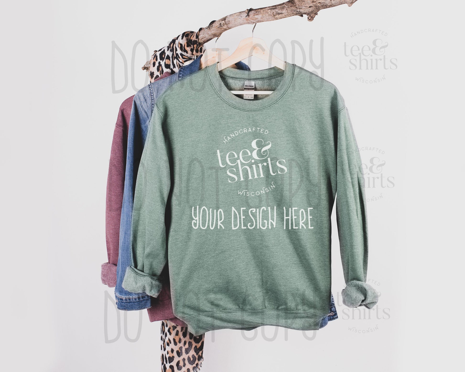 Gildan G180 Hoodie mockup Heather Sport Dark Green Hanging Sweatshirt Shirt mock up teeANDshirts 