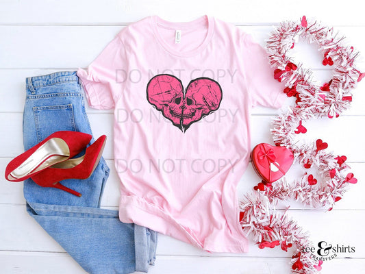 Heart skulls tee and shirts transfers 